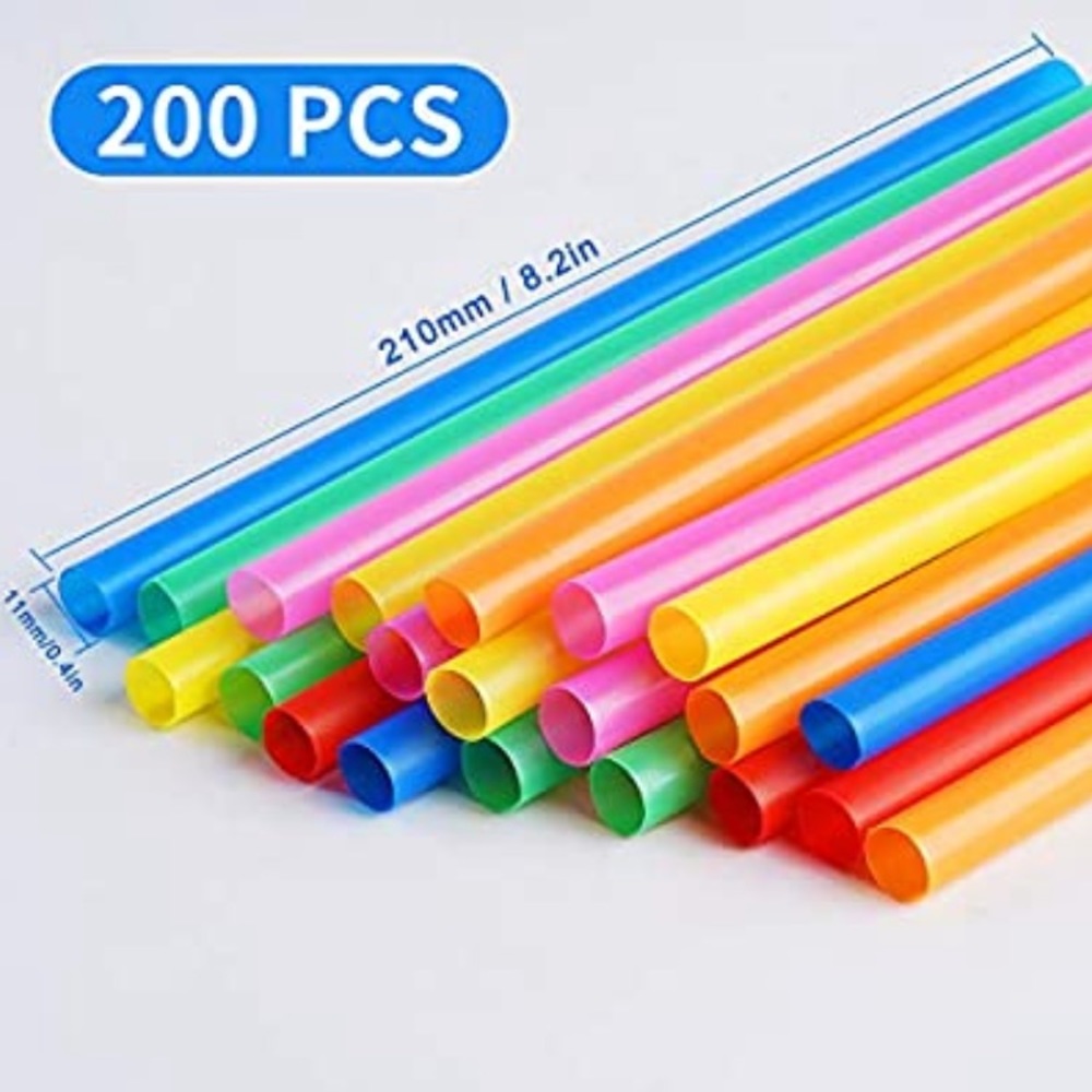 200 Pcs Jumbo Smoothie Straws, Colorful